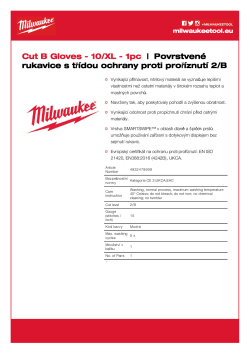 MILWAUKEE Rukavice s třídou ochrany proti proříznutí B - XL/10 - 1ks 4932479909 A4 PDF