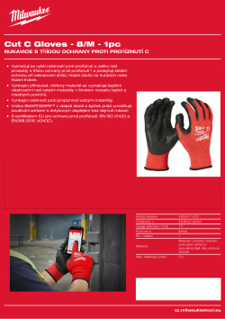 MILWAUKEE Rukavice s třídou ochrany proti proříznutí C - M/8 - 1 ks 4932471420 A4 PDF