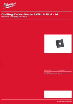 MILWAUKEE Stolní řezná čepel, čtyřstranný nůž. 4932308838 A4 PDF