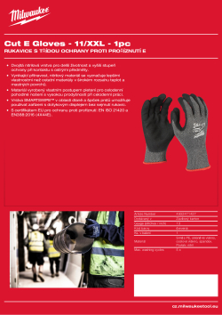 MILWAUKEE Rukavice s třídou ochrany proti proříznutí E - XXL/11 -1 ks 4932471427 A4 PDF