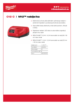 MILWAUKEE M12™ nabíječka 4932352000 A4 PDF