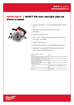 MILWAUKEE M18™ 55 mm okružní pila na dřevo a plast 4933419134 A4 PDF