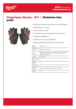 MILWAUKEE Rukavice bez prstů - S/7 - 1 ks 4932479728 A4 PDF