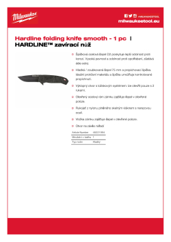 MILWAUKEE HARDLINE™ zavírací nůž - hladký 48221994 A4 PDF