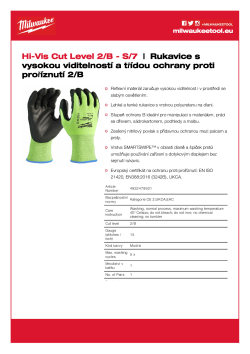 MILWAUKEE Reflexní rukavice s třídou ochrany proti proříznutí B - 7/S - 1 ks 4932479921 A4 PDF