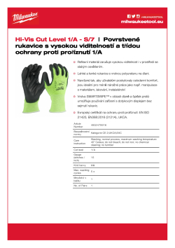 MILWAUKEE Reflexní rukavice s třídou ochrany proti proříznutí A - 7/S - 1 ks 4932479916 A4 PDF
