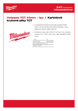 MILWAUKEE TCT Holesaws 4932479046 A4 PDF