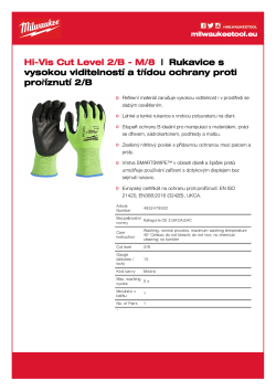 MILWAUKEE Reflexní rukavice s třídou ochrany proti proříznutí B - 8/M - 1 ks 4932479922 A4 PDF