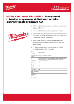 MILWAUKEE Reflexní rukavice s třídou ochrany proti proříznutí A - 8/M - 1 ks 4932479917 A4 PDF
