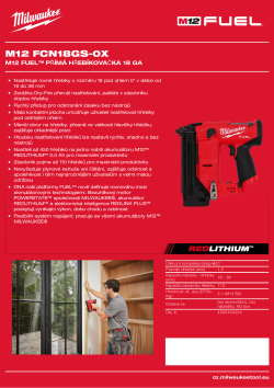 MILWAUKEE M12 FUEL™ přímá hřebíkovačka 18 GA 4933493354 A4 PDF
