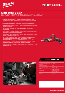 MILWAUKEE M12 FUEL™ HACKZAL™ kompaktní pilka na kov 4933451511 A4 PDF