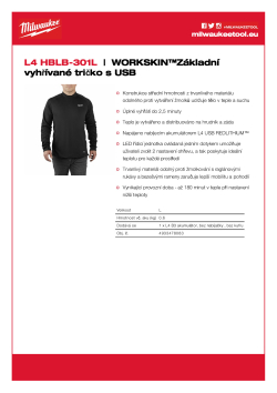 MILWAUKEE WORKSKIN™Základní vyhřívaná vrstva  dobíjená přes USB 4933478083 A4 PDF