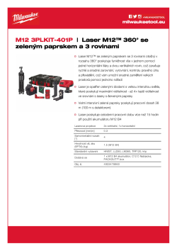 MILWAUKEE Sada laseru M12™ 360° se zeleným paprskem se 3 rovinami a příslušenství 4933478960 A4 PDF