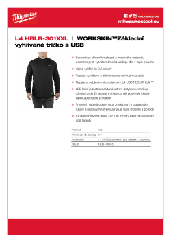 MILWAUKEE WORKSKIN™ základní vyhřívané tričko s USB 4933478085 A4 PDF