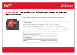 MILWAUKEE Akumulátorový křížový liniový laser se zeleným paprskem s USB 4933478098 A4 PDF