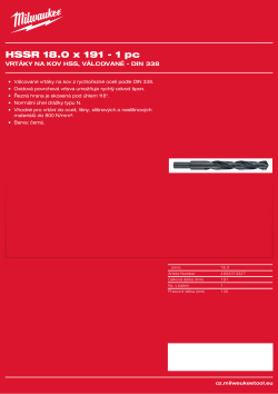 MILWAUKEE HSS DIN 338 Rollforged Drill Bits With Reduced Shank 4932373327 A4 PDF