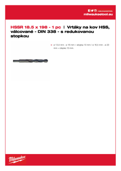 MILWAUKEE HSS DIN 338 Rollforged Drill Bits With Reduced Shank 4932373328 A4 PDF