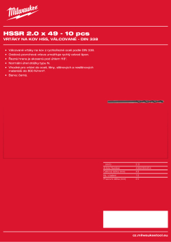 MILWAUKEE HSS DIN 338 Rollforged Drill Bits With Reduced Shank 4932363454 A4 PDF