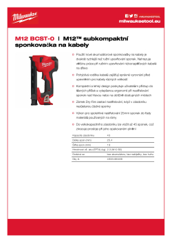 MILWAUKEE M12™ subkompaktní sponkovačka na kabely 4933480488 A4 PDF