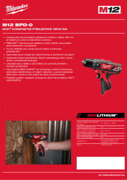 MILWAUKEE M12™ kompaktní příklepová vrtačka 4933441950 A4 PDF