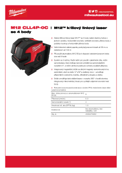 MILWAUKEE M12™ křížový liniový laser se 4 body 4933479202 A4 PDF