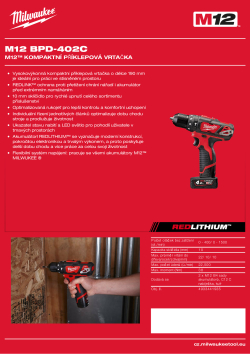 MILWAUKEE M12™ kompaktní příklepová vrtačka 4933441935 A4 PDF