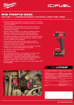 MILWAUKEE M18 FUEL™ ½″ Kompaktní rázový utahovák s aretačním čepem 4933478447 A4 PDF