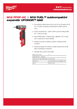 MILWAUKEE M12 FUEL™ subkompaktní expandér UPONOR® Q&E 4933472018 A4 PDF