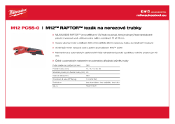 MILWAUKEE M12™ RAPTOR™ řezák na nerezové trubky 4933479241 A4 PDF