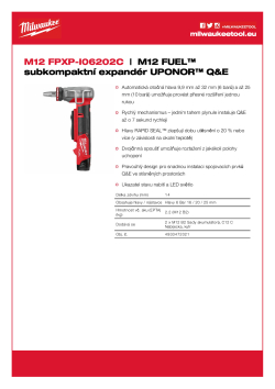 MILWAUKEE M12 FUEL™ subkompaktní expandér UPONOR® Q&E 4933472021 A4 PDF