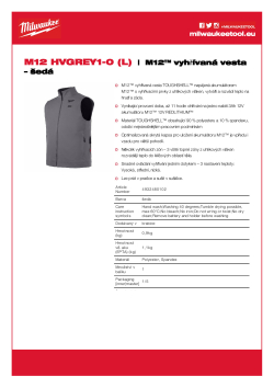 MILWAUKEE M12™ vyhřívaná vesta – šedá 4932480102 A4 PDF