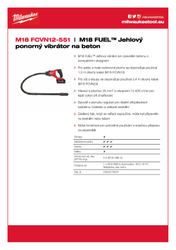 MILWAUKEE M18 FUEL™ Jehlový ponorný vibrátor na beton s kabelem 1,2 m 4933479597 A4 PDF