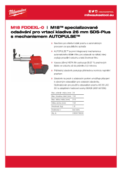 MILWAUKEE M18™ specializované odsávání pro vrtací kladiva 26 mm SDS-Plus s mechanismem AUTOPULSE™ 4933478508 A4 PDF