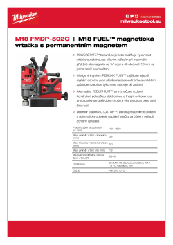MILWAUKEE M18 FUEL™ magnetická vrtačka s permanentním magnetem 4933451012 A4 PDF