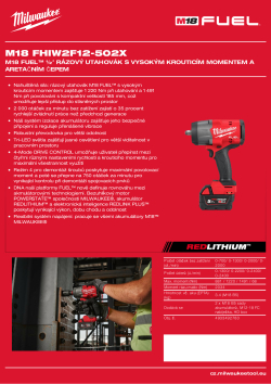 MILWAUKEE M18 FUEL™ ½″ rázový utahovák s vysokým krouticím momentem a pojistným koužkem 4933492783 A4 PDF