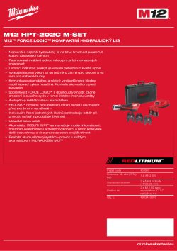 MILWAUKEE M12™ Force Logic™ kompaktní hydraulický lis 4933443095 A4 PDF