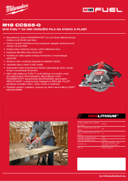 MILWAUKEE M18 FUEL™ 55 mm okružní pila na dřevo a plast 4933446223 A4 PDF