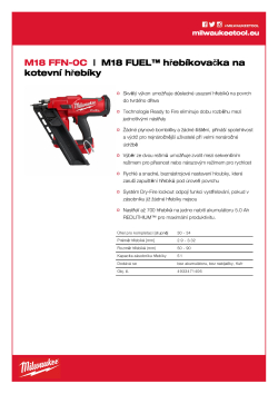 MILWAUKEE M18 FUEL™ 34° hřebíkovačka na kotevní hřebíky 4933471406 A4 PDF