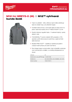 MILWAUKEE M12™ vyhřívaná bunda šedá 4933478973 A4 PDF