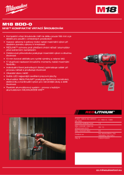 MILWAUKEE M18™ kompaktní vrtací šroubovák 4933443530 A4 PDF