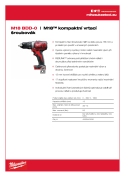 MILWAUKEE M18™ kompaktní vrtací šroubovák 4933443530 A4 PDF