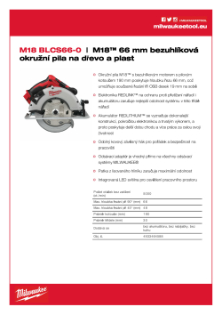 MILWAUKEE M18™ 66 mm bezuhlíková okružní pila na dřevo a plast 4933464588 A4 PDF