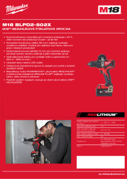 MILWAUKEE M18™ bezuhlíková příklepová vrtačka 4933464517 A4 PDF