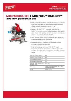 MILWAUKEE M18 FUEL™ ONE-KEY™  305 mm pokosová pila 4933471122 A4 PDF