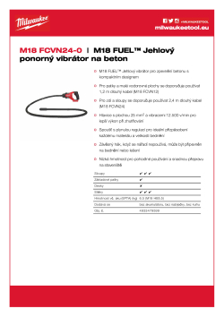 MILWAUKEE M18 FUEL™ Jehlový ponorný vibrátor na beton s kabelem 2,4 m 4933479599 A4 PDF