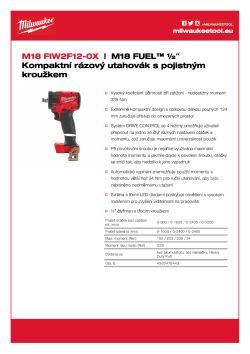 MILWAUKEE M18 FUEL™ ½″Kompaktní rázový utahovák s pojistným kroužkem 4933478443 A4 PDF