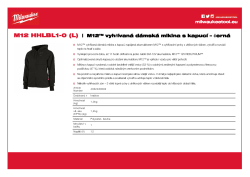 MILWAUKEE M12™ vyhřívaná dámská mikina s kapucí – černá 4932480092 A4 PDF