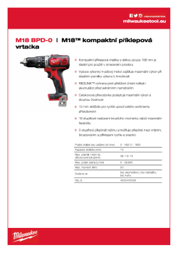 MILWAUKEE M18™ kompaktní příklepová vrtačka 4933443500 A4 PDF