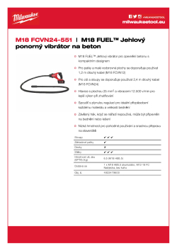 MILWAUKEE M18 FUEL™ Jehlový ponorný vibrátor na beton s kabelem 2,4 m 4933479600 A4 PDF