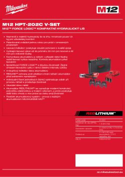 MILWAUKEE M12™ Force Logic™ kompaktní hydraulický lis 4933443100 A4 PDF